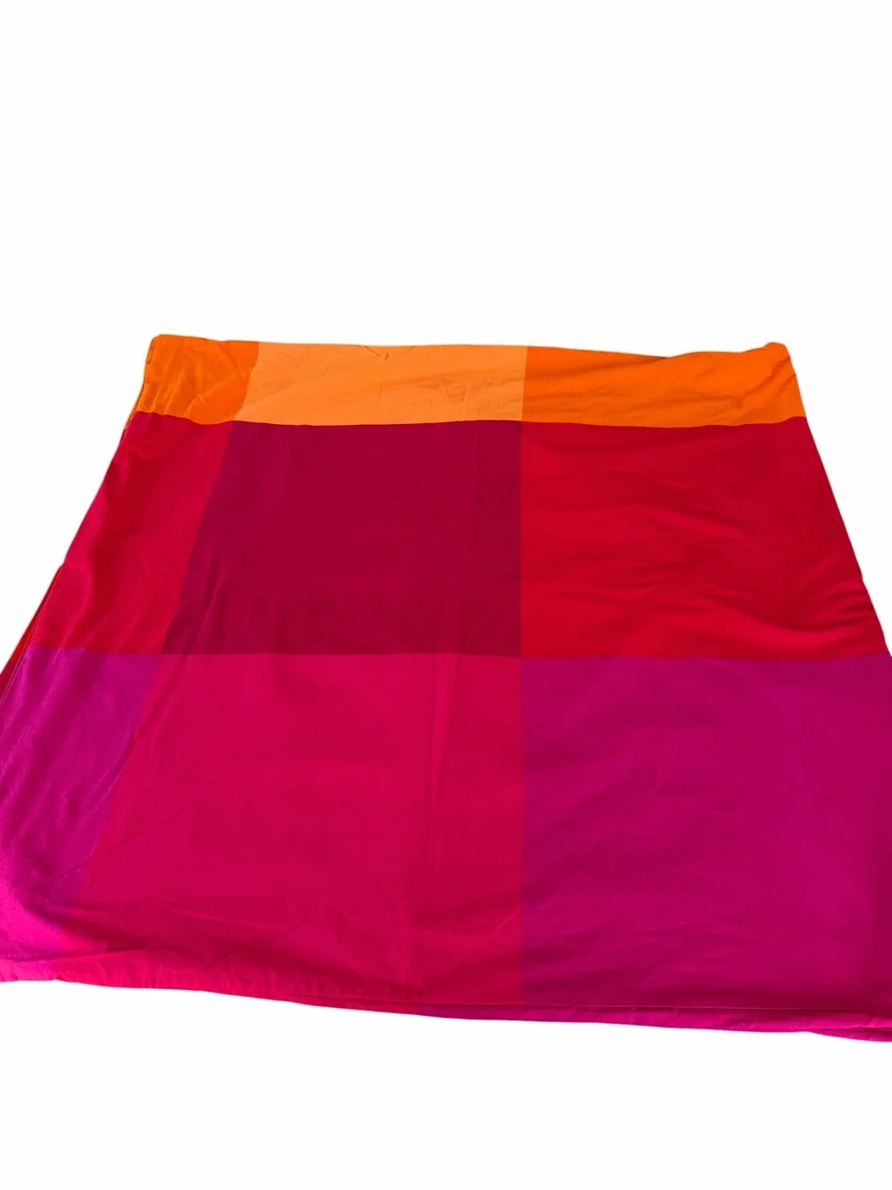 Y2K IKEA Brunkrissla 3-Piece Full Duvet Cover Set Pink Orange Plaid 100% Cotton